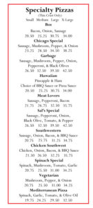 Menu - Sals Pizza Company